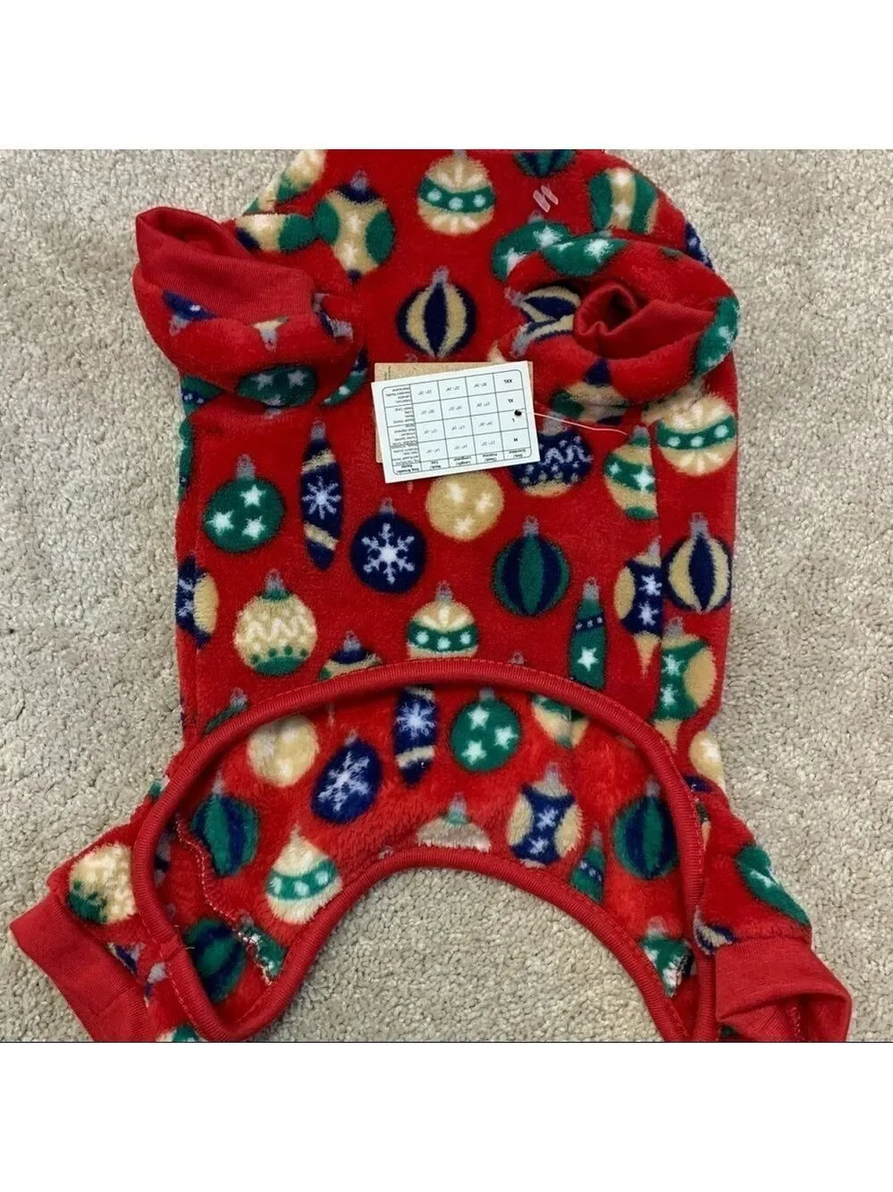 NWT Small breed dog red Christmas ornament pyjamas size medium